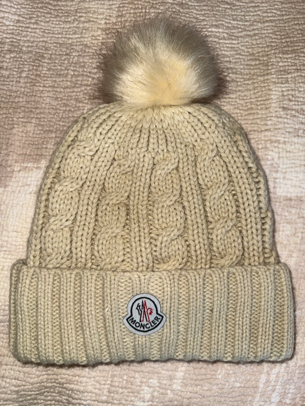 Faux Designer Cable Knit Beanie with Pom Pom
